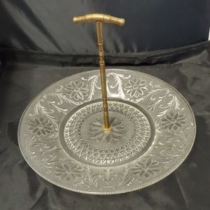 Vintage Indian Glass daisy tidbit tray